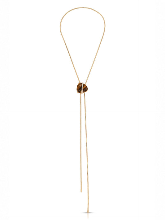 Solstice Bolo Necklace in Tiger's Eye - Tigers Eye with 18k Gold Plating | Ettika