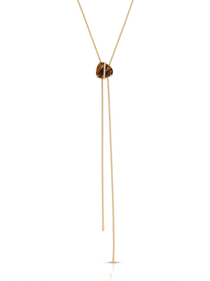 Solstice Bolo Necklace in Tiger's Eye - Tigers Eye with 18k Gold Plating | Ettika