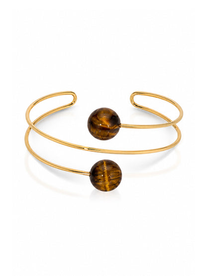 Summer Escape Tiger's Eye Cuff - Tigers Eye with 18k Gold Plating | Ettika