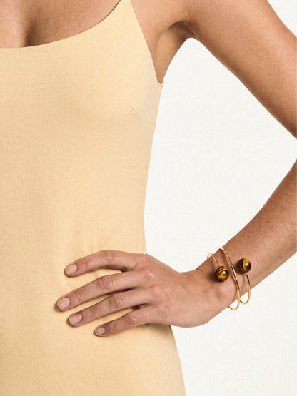 Summer Escape Tiger's Eye Cuff - Tigers Eye with 18k Gold Plating | Ettika