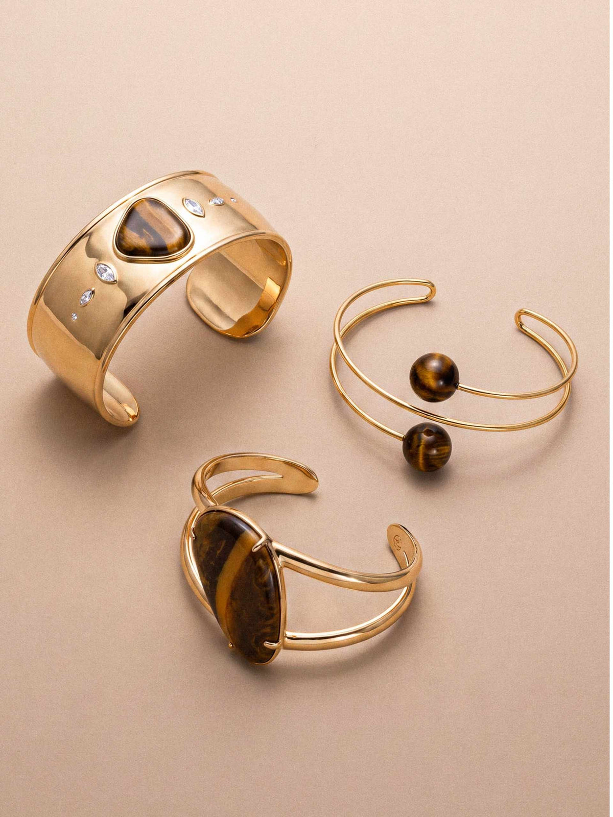 Summer Escape Tiger's Eye Cuff - Tigers Eye with 18k Gold Plating | Ettika