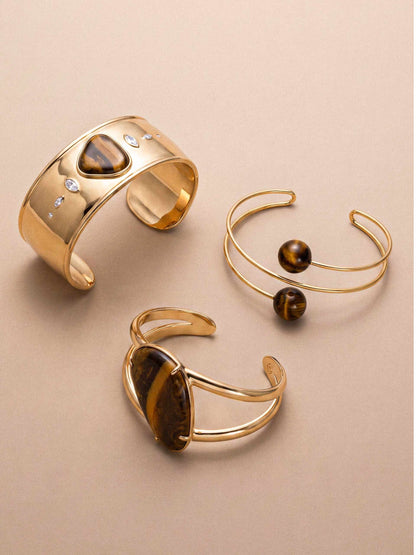 Summer Escape Tiger's Eye Cuff - Tigers Eye with 18k Gold Plating | Ettika