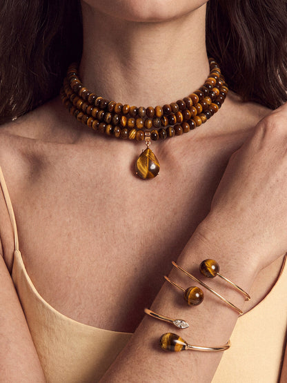 Summer Escape Tiger's Eye Cuff - Tigers Eye with 18k Gold Plating | Ettika