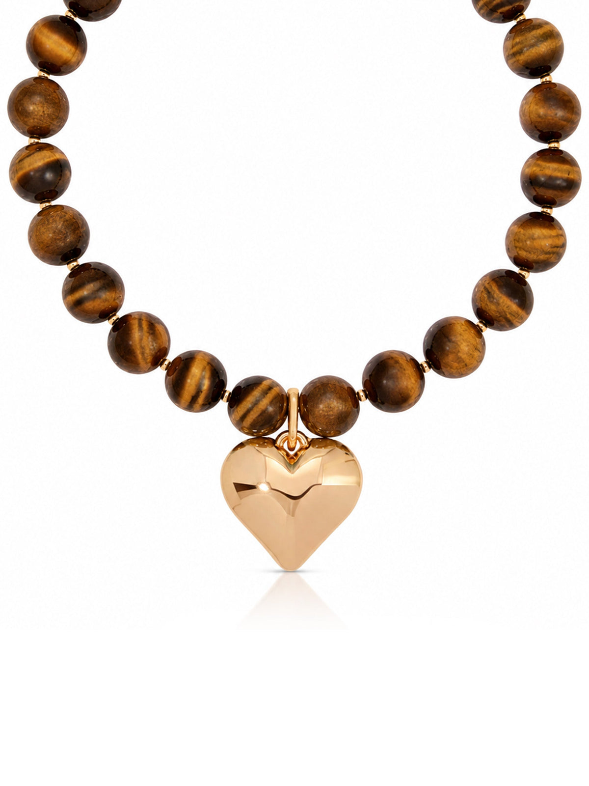 Luck and Love Tiger's Eye Heart Necklace - Tigers Eye with 18k Gold Plating | Ettika