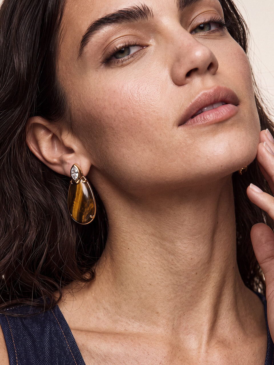 Majestic Stone Tiger's Eye Earrings - Tigers Eye with 18k Gold Plating | Ettika