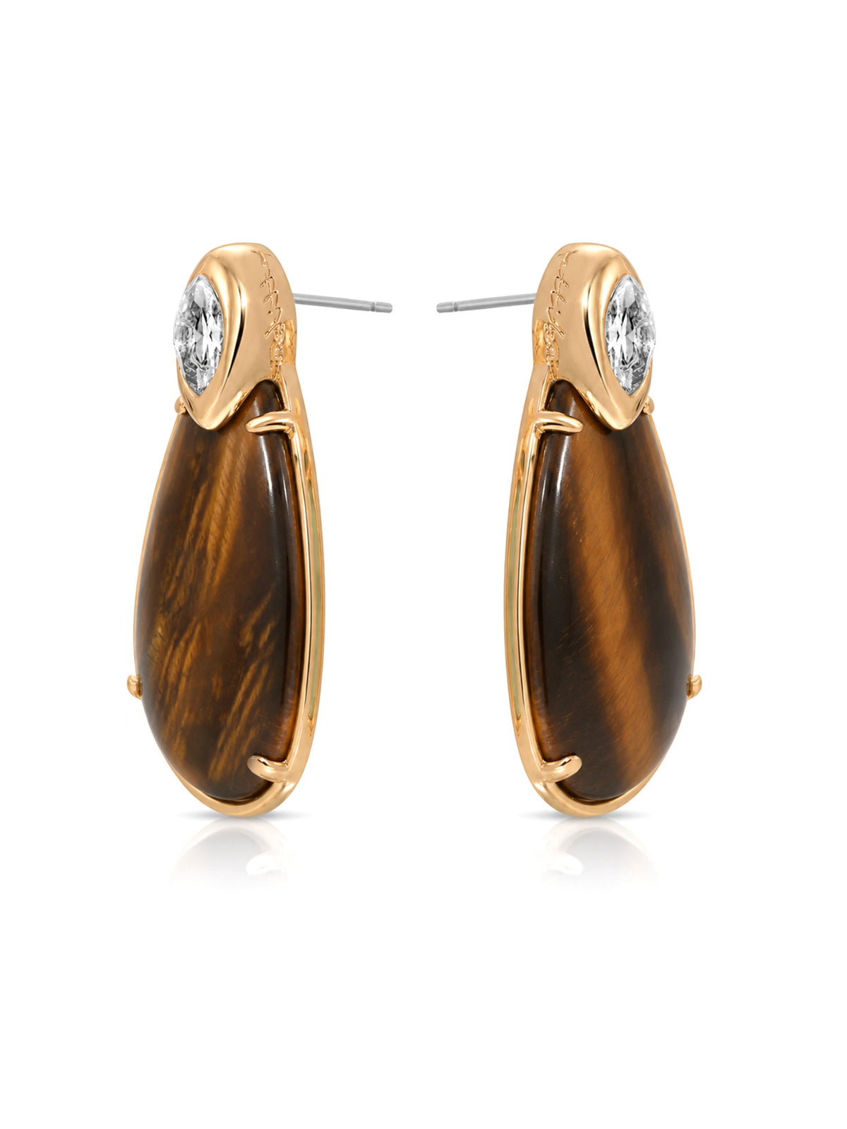 Majestic Stone Tiger's Eye Earrings - Tigers Eye with 18k Gold Plating | Ettika