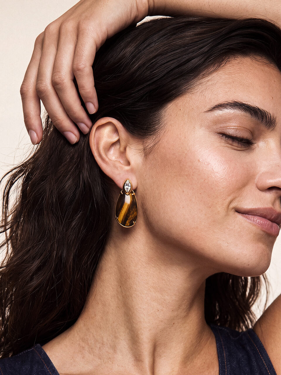 Majestic Stone Tiger's Eye Earrings - Tigers Eye with 18k Gold Plating | Ettika