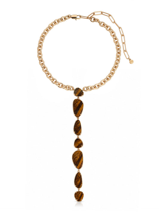 Majestic Stone Necklace in Tiger's Eye - Tigers Eye with 18k Gold Plating | Ettika
