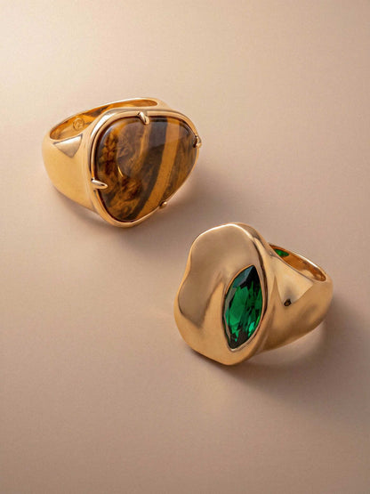 Tiger's Eye Solstice Ring - Tigers Eye with 18k Gold Plating | Ettika