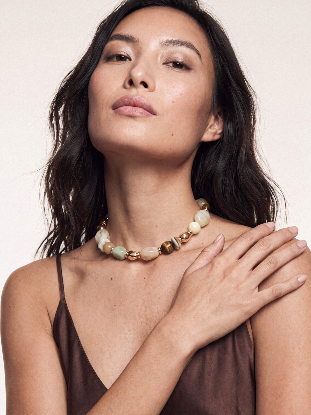 Serene Stone Necklace - Tigers Eye with 18k Gold Plating | Ettika