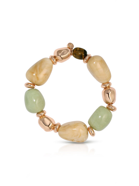 Serene Stone Stretch Bracelet - Tigers Eye with 18k Gold Plating | Ettika