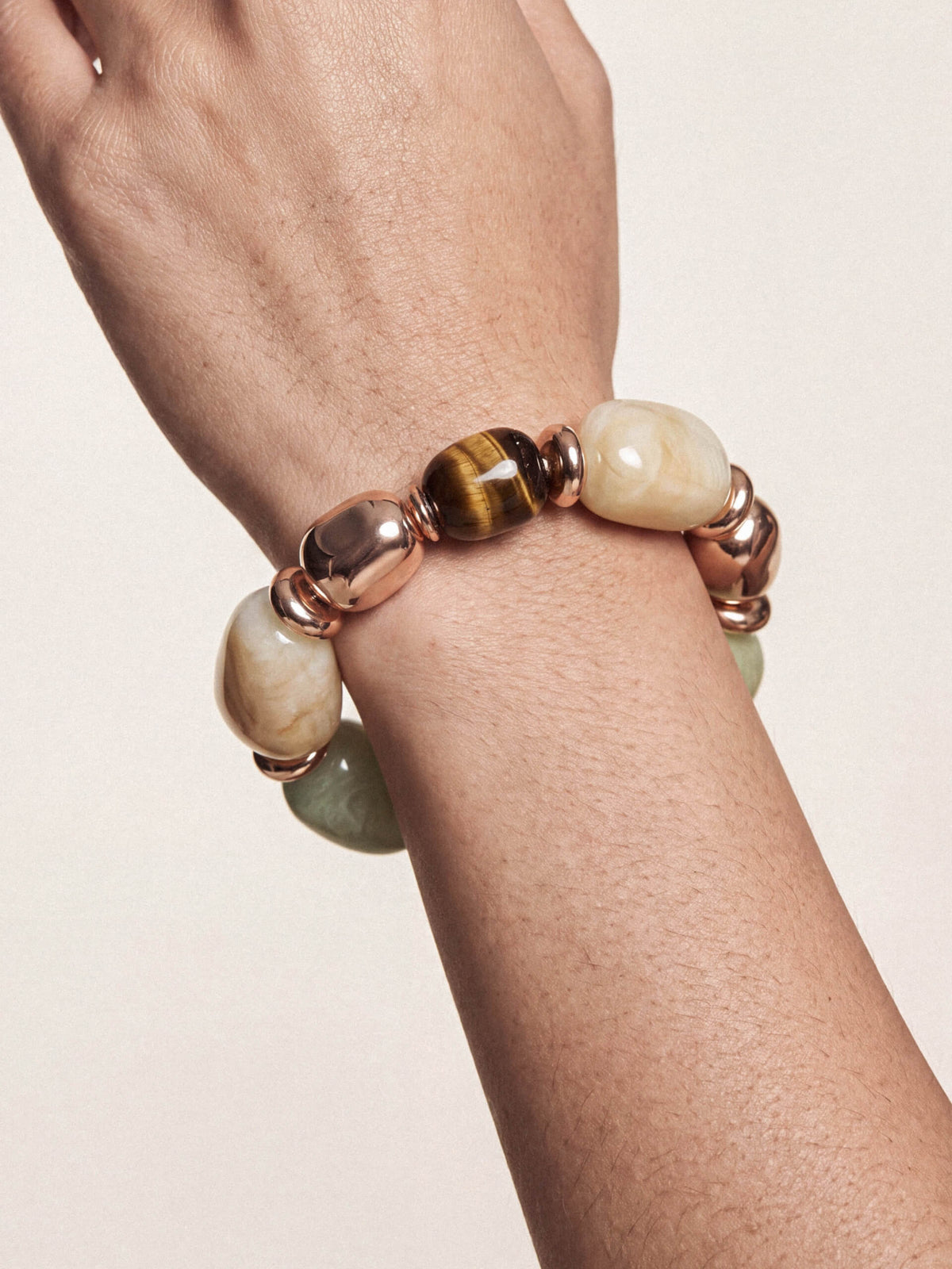 Serene Stone Stretch Bracelet - Tigers Eye with 18k Gold Plating | Ettika