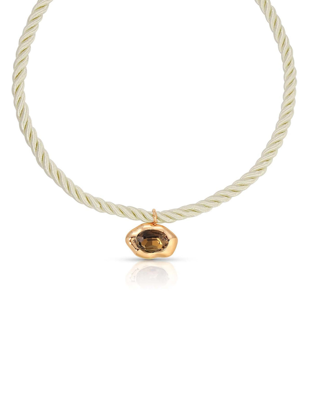 Molten Pendant Rope Necklace - Smokey Quartz with Cream Cord | Ettika