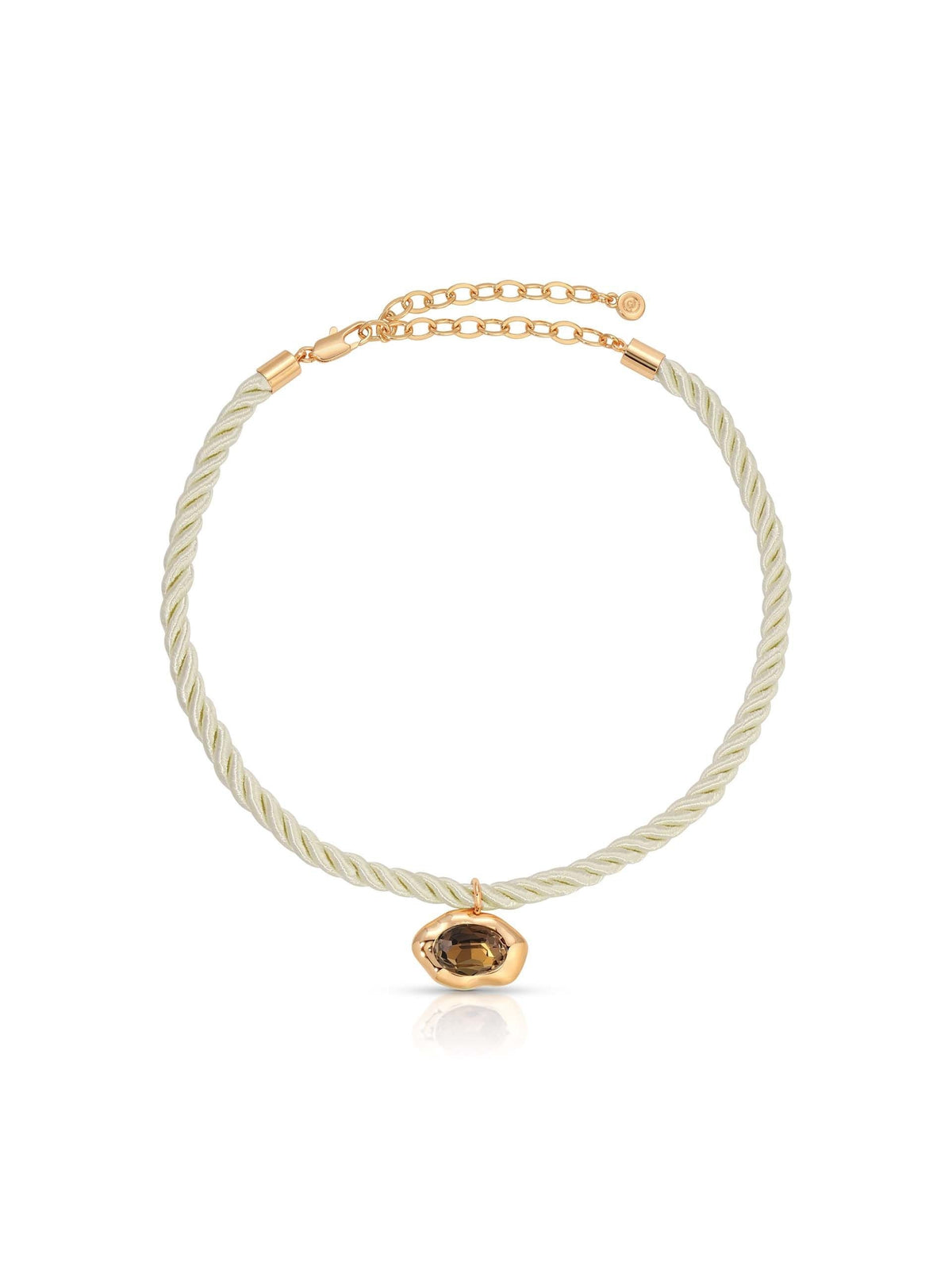Molten Pendant Rope Necklace - Smokey Quartz with Cream Cord | Ettika