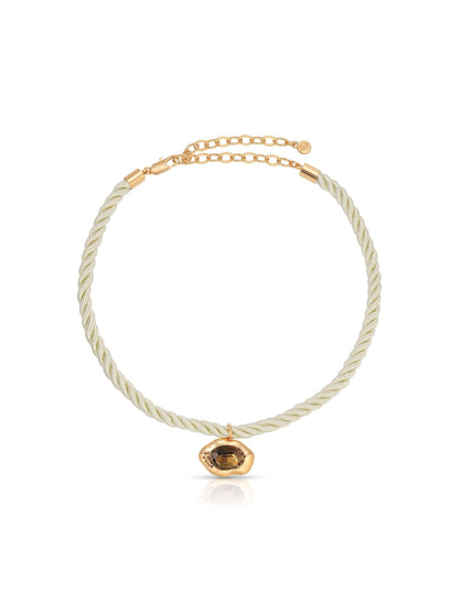 Molten Pendant Rope Necklace - Smokey Quartz with Cream Cord | Ettika