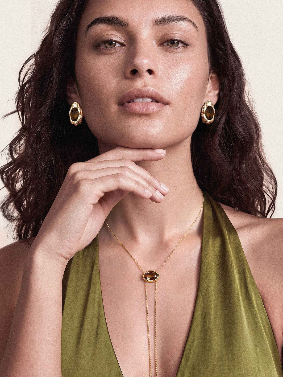 Smokey Quartz Bolo Necklace - Smokey Quartz Crystal with 18k Gold Plating | Ettika