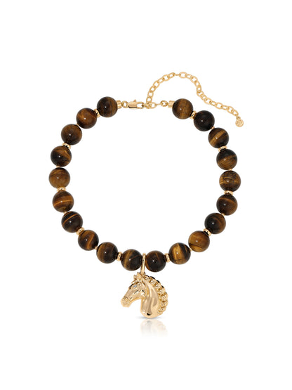 Stallion Beaded Necklace - Tigers Eye with 18k Gold Plating | Ettika