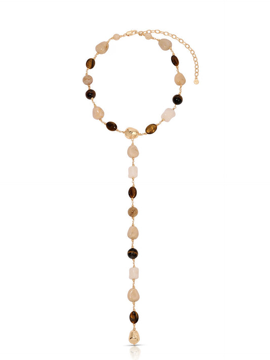 Serene Stone Lariat - Tigers Eye with 18k Gold Plating | Ettika