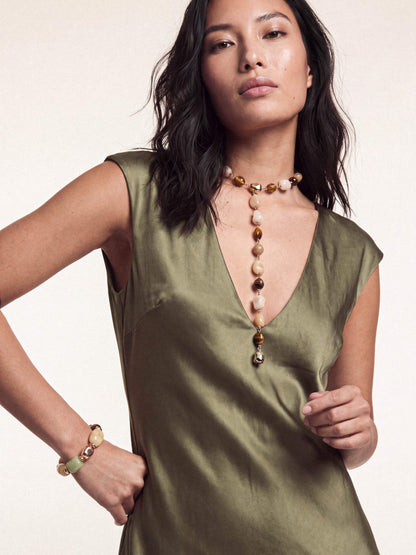 Serene Stone Lariat - Tigers Eye with 18k Gold Plating | Ettika