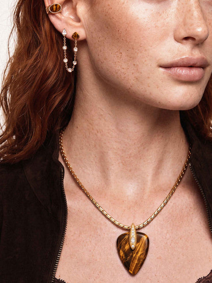 Solstice Double Piercing Set in Tiger's Eye | Ettika