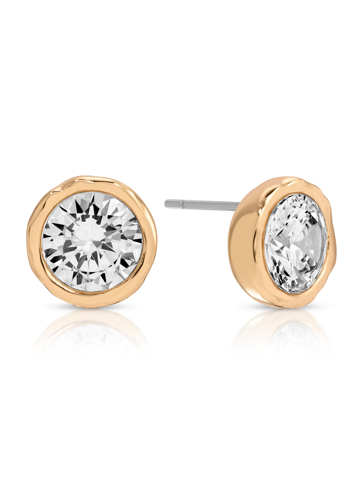 Crystal Luxe Circle Mini Studs - Clear Crystal with 18k Gold Plating | Ettika