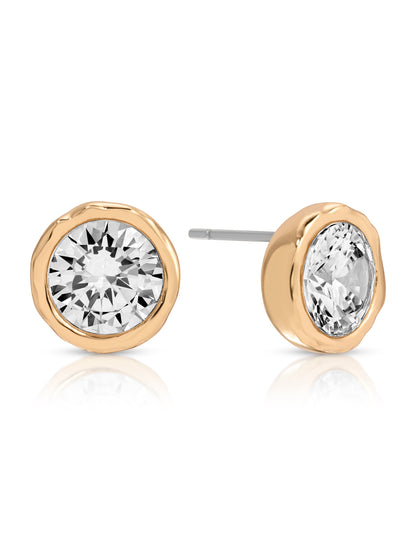 Crystal Luxe Circle Mini Studs - Clear Crystal with 18k Gold Plating | Ettika