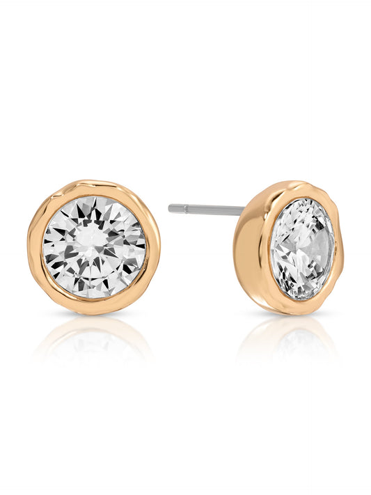 Crystal Luxe Circle Mini Studs - Clear Crystal with 18k Gold Plating | Ettika