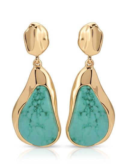 Hidden Gem Turquoise Earrings - Turquoise with 18k Gold Plating | Ettika