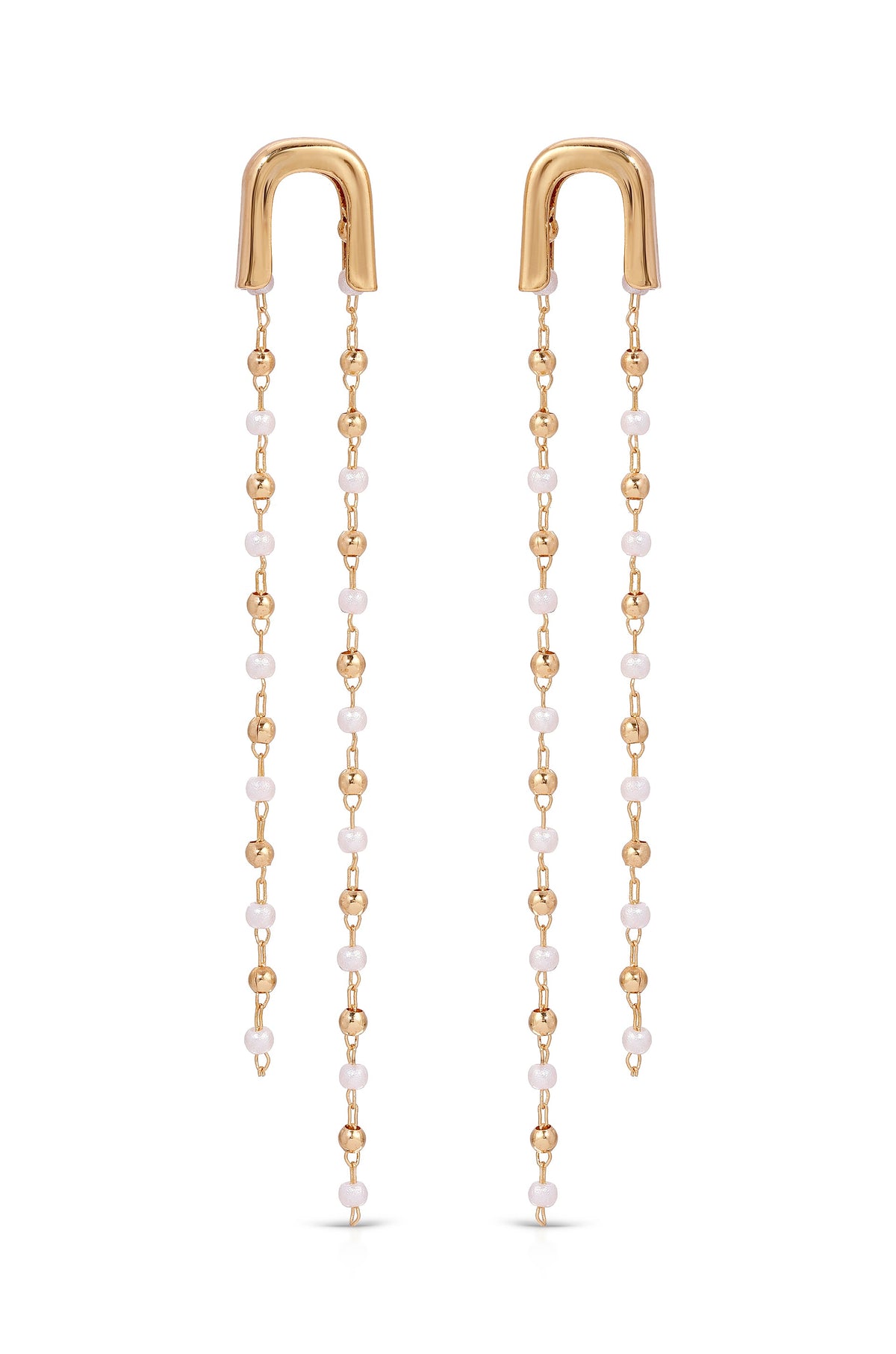 Double Chain Drop Earrings - Black Crystal with 18k Gold Plating | Ettika