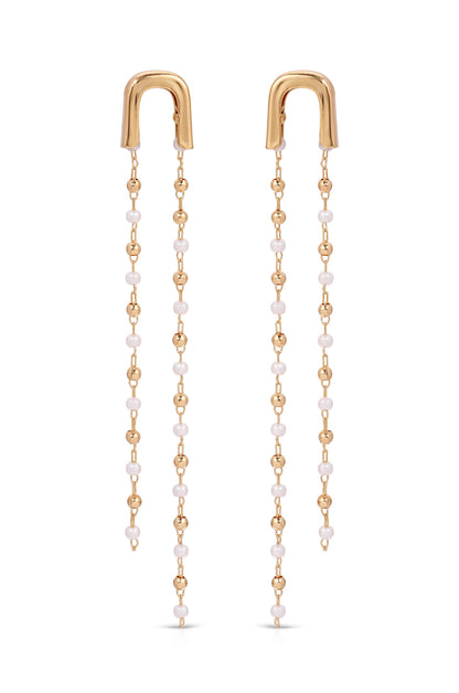 Double Chain Drop Earrings - Black Crystal with 18k Gold Plating | Ettika