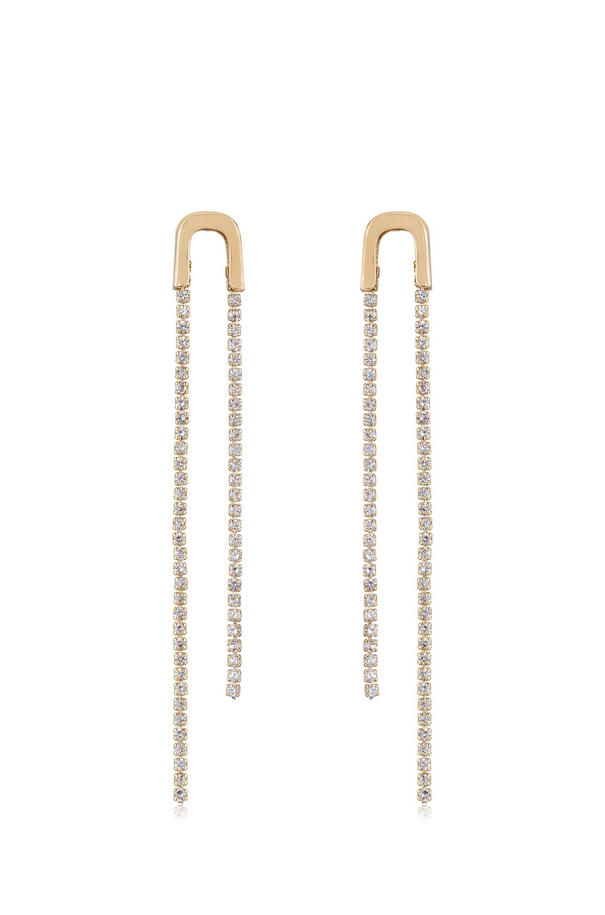 Double Chain Drop Earrings - Black Crystal with 18k Gold Plating | Ettika