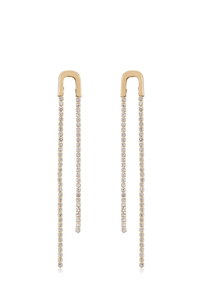Double Chain Drop Earrings - Black Crystal with 18k Gold Plating | Ettika