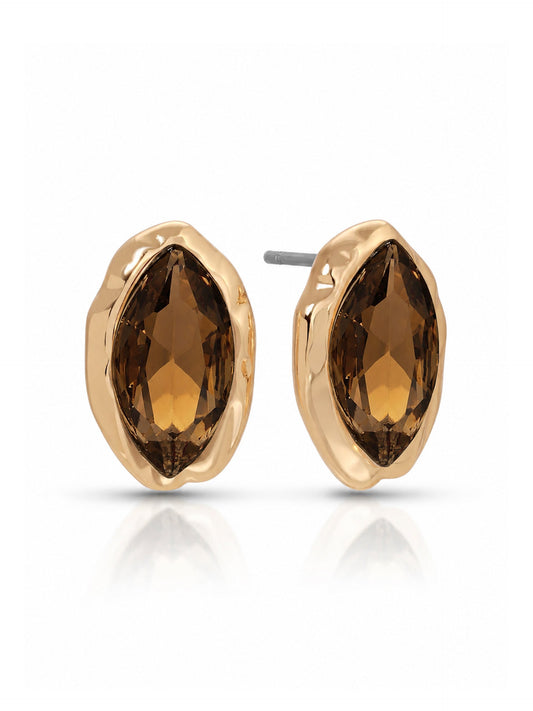 Crystal Luxe Mini Studs - Smokey Quartz Crystal with 18k Gold Plating | Ettika