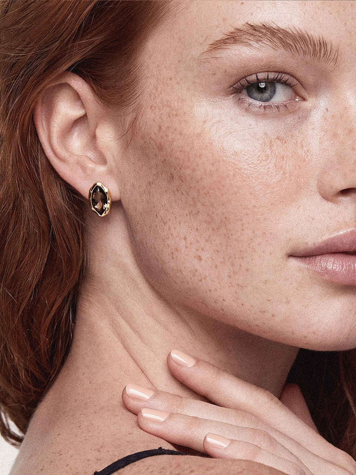 Crystal Luxe Mini Studs - Smokey Quartz Crystal with 18k Gold Plating | Ettika