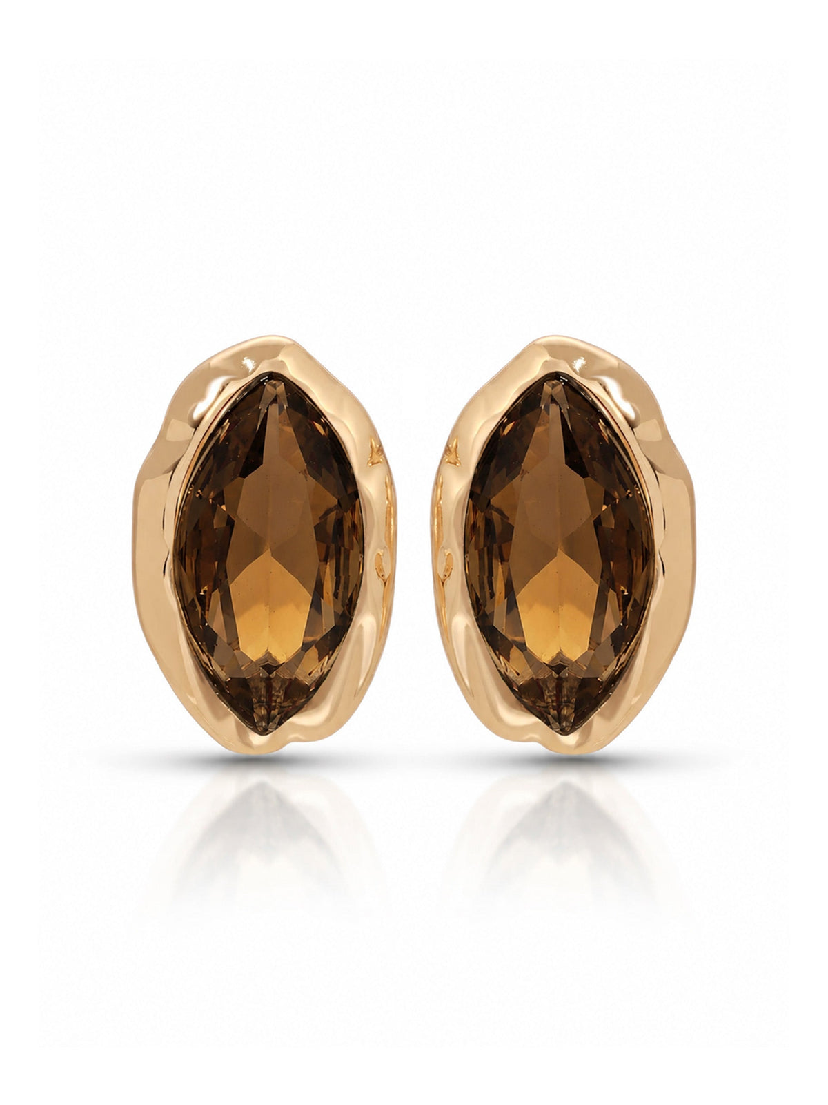 Crystal Luxe Mini Studs - Smokey Quartz Crystal with 18k Gold Plating | Ettika
