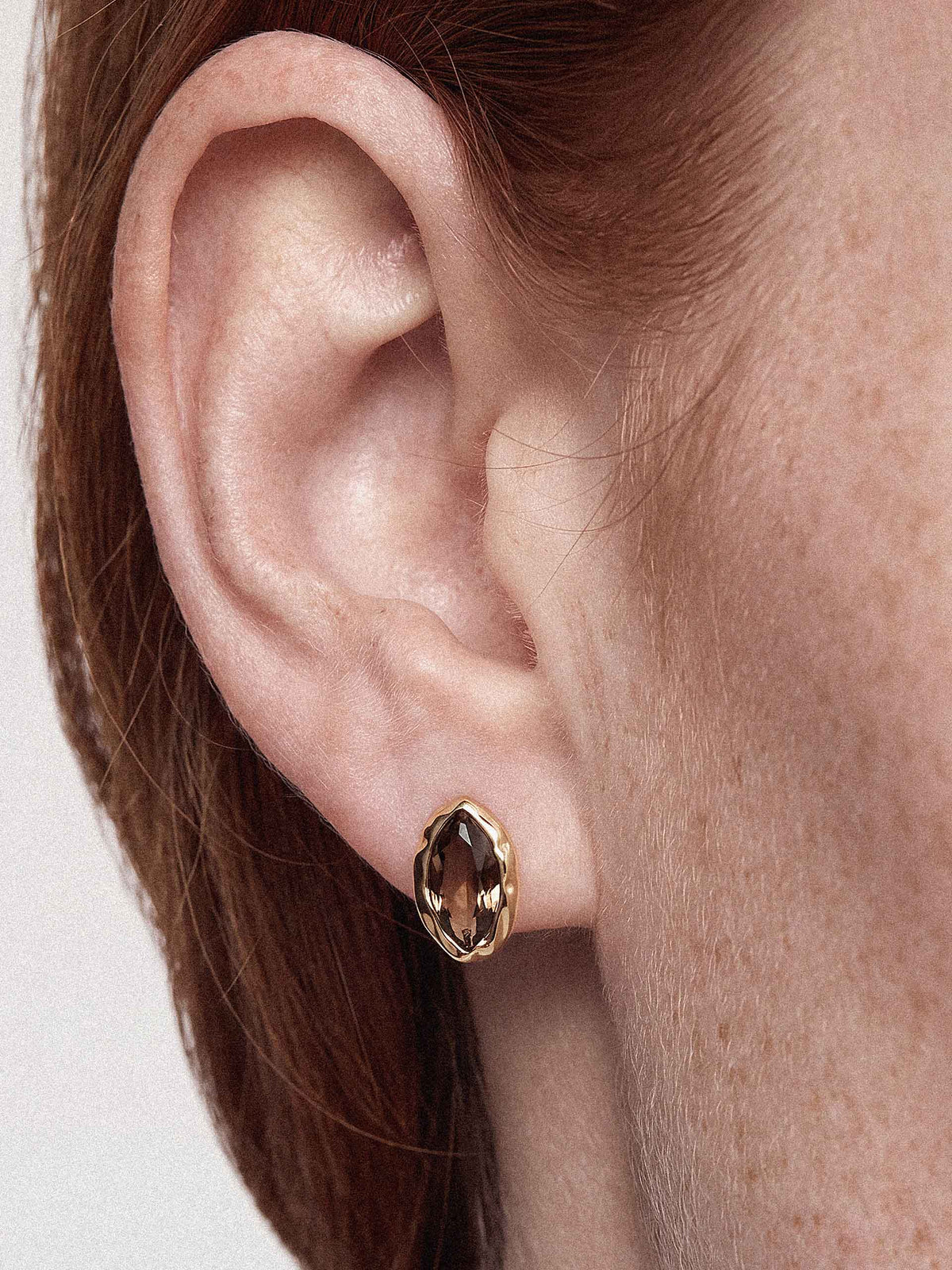 Crystal Luxe Mini Studs - Smokey Quartz Crystal with 18k Gold Plating | Ettika