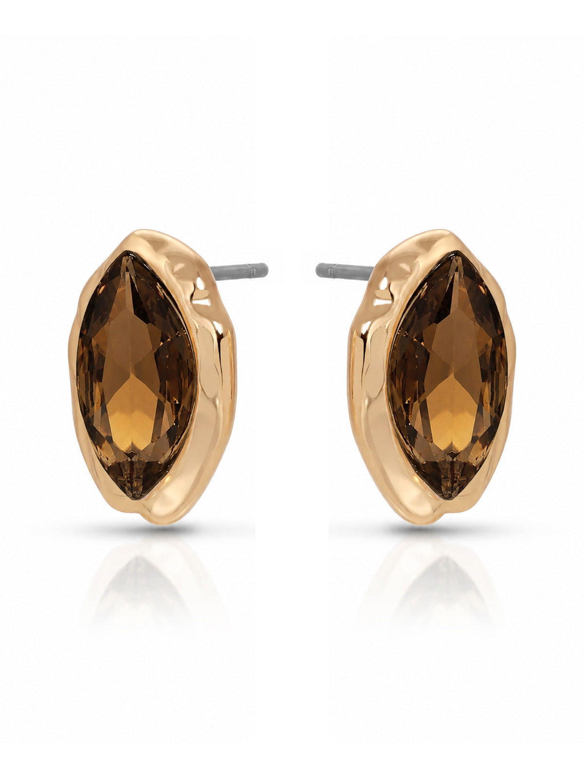 Crystal Luxe Mini Studs - Smokey Quartz Crystal with 18k Gold Plating | Ettika