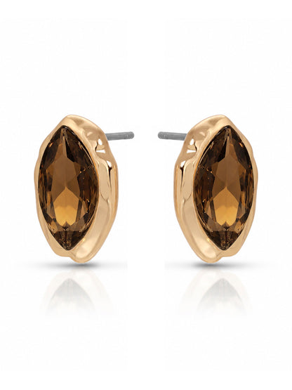 Crystal Luxe Mini Studs - Smokey Quartz Crystal with 18k Gold Plating | Ettika