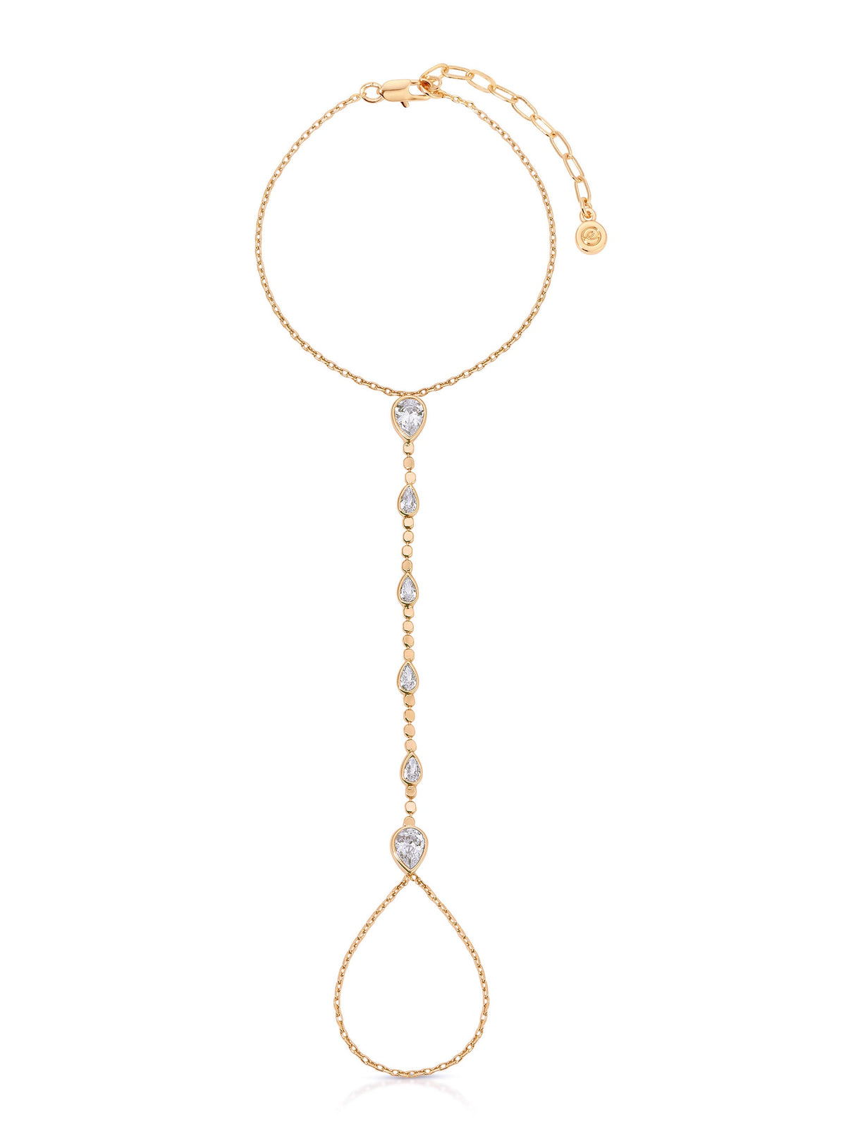 Dripping Crystal Hand Chain - Black Crystal with 18k Gold Plating | Ettika