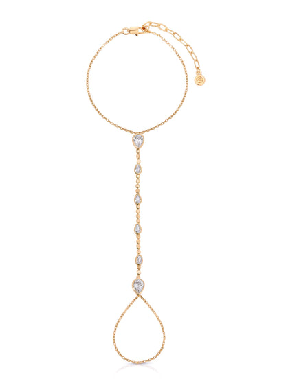 Dripping Crystal Hand Chain - Black Crystal with 18k Gold Plating | Ettika